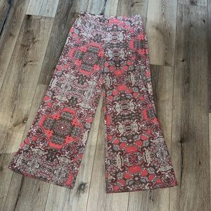 Chico’s, paisley coral tan & cream pants, small
